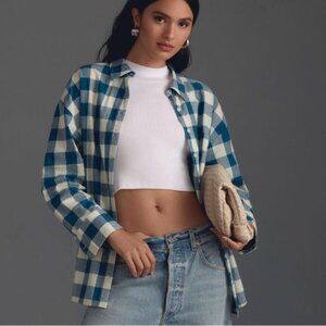 Anthropologie The Bennet Buttondown Shirt by Maeve Blue Buffalo Check Small